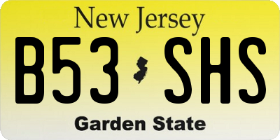 NJ license plate B53SHS
