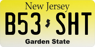 NJ license plate B53SHT