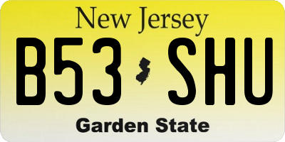 NJ license plate B53SHU