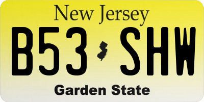NJ license plate B53SHW