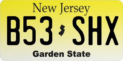 NJ license plate B53SHX