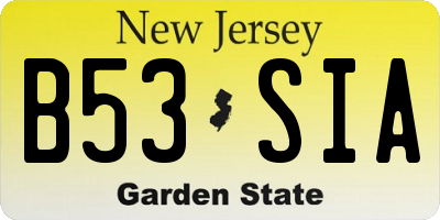 NJ license plate B53SIA