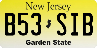 NJ license plate B53SIB