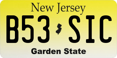 NJ license plate B53SIC