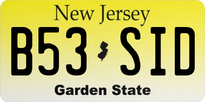 NJ license plate B53SID