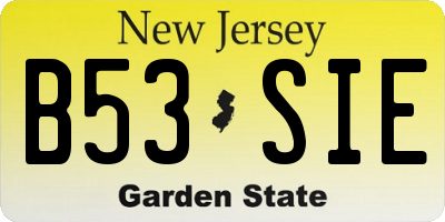 NJ license plate B53SIE