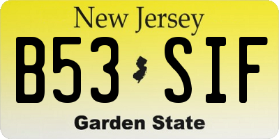 NJ license plate B53SIF