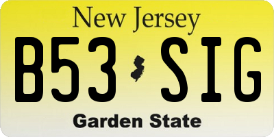 NJ license plate B53SIG