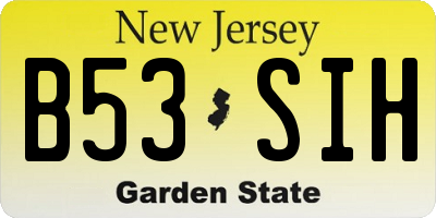 NJ license plate B53SIH