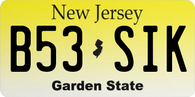 NJ license plate B53SIK