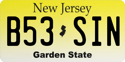 NJ license plate B53SIN