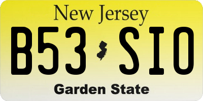 NJ license plate B53SIO
