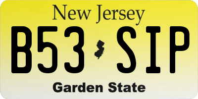 NJ license plate B53SIP