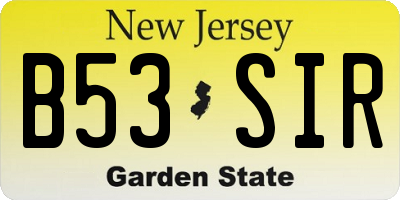 NJ license plate B53SIR