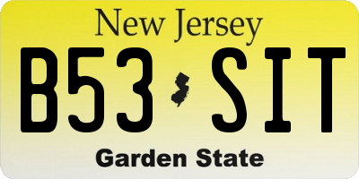 NJ license plate B53SIT