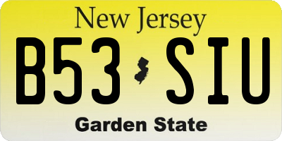 NJ license plate B53SIU