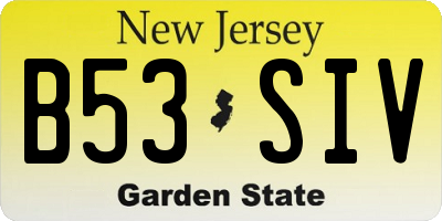 NJ license plate B53SIV