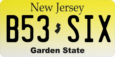 NJ license plate B53SIX
