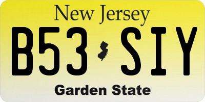 NJ license plate B53SIY