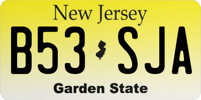 NJ license plate B53SJA