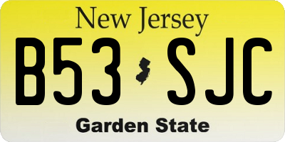 NJ license plate B53SJC