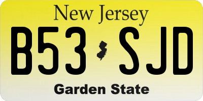 NJ license plate B53SJD