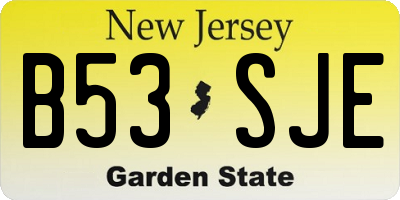 NJ license plate B53SJE