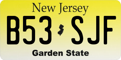 NJ license plate B53SJF