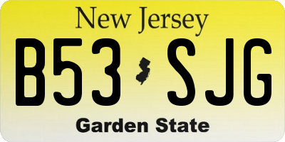 NJ license plate B53SJG