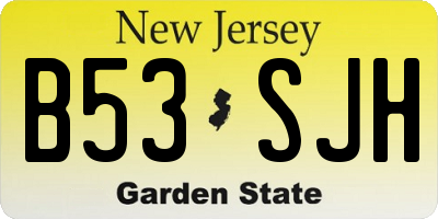 NJ license plate B53SJH