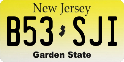 NJ license plate B53SJI