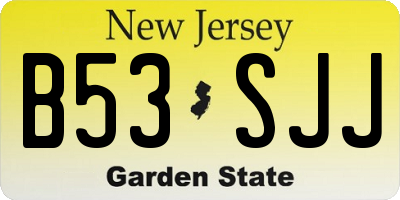 NJ license plate B53SJJ