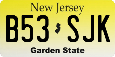 NJ license plate B53SJK