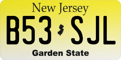 NJ license plate B53SJL