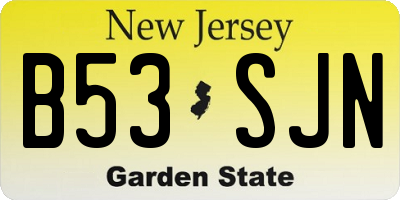 NJ license plate B53SJN