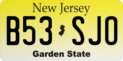 NJ license plate B53SJO
