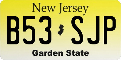 NJ license plate B53SJP