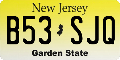 NJ license plate B53SJQ