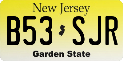 NJ license plate B53SJR
