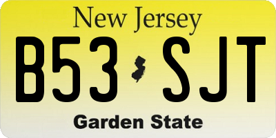 NJ license plate B53SJT