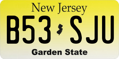 NJ license plate B53SJU