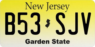 NJ license plate B53SJV