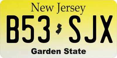 NJ license plate B53SJX