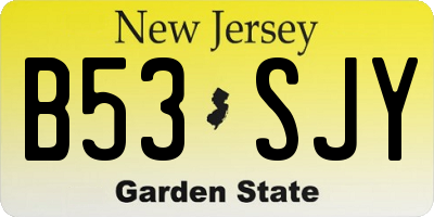NJ license plate B53SJY