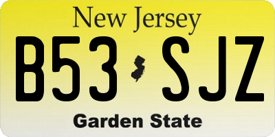 NJ license plate B53SJZ