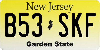 NJ license plate B53SKF