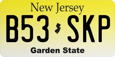 NJ license plate B53SKP