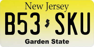 NJ license plate B53SKU