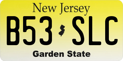 NJ license plate B53SLC