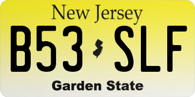 NJ license plate B53SLF